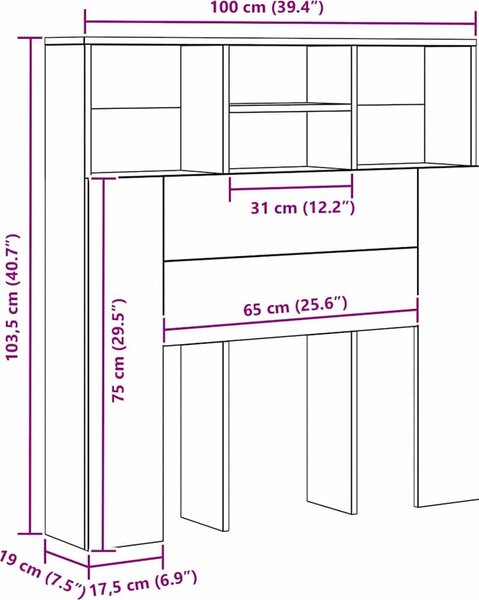 VidaXL Čelo postele s úložným prostorem 100 x 19 x 103,5 cm [879446] Barva: Bílá