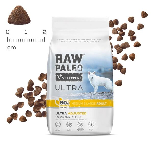 VEE VETEXPERT Raw Paleo Ultra Medium&Large Adult Turkey Mono - suché krmivo pro psy - 10 kg