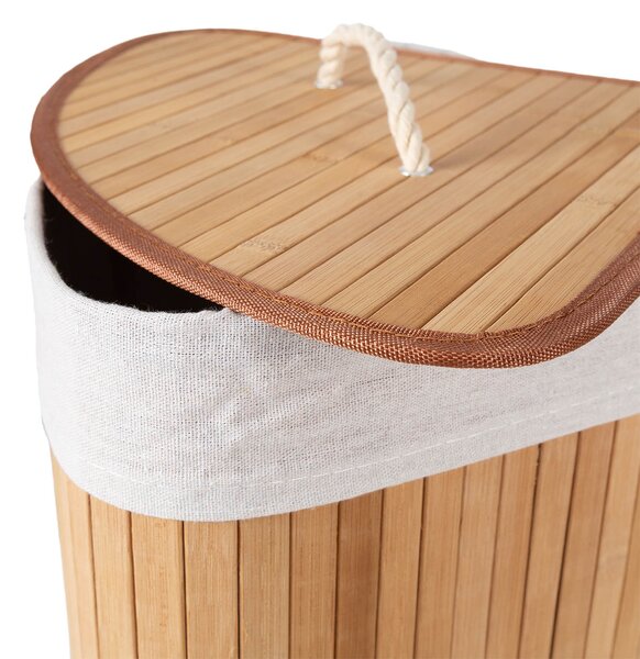 Compactor skládací koš na prádlo BAMBOO, 40 L, rohový, 35 x 35 x 60 cm, bambus, přírodní