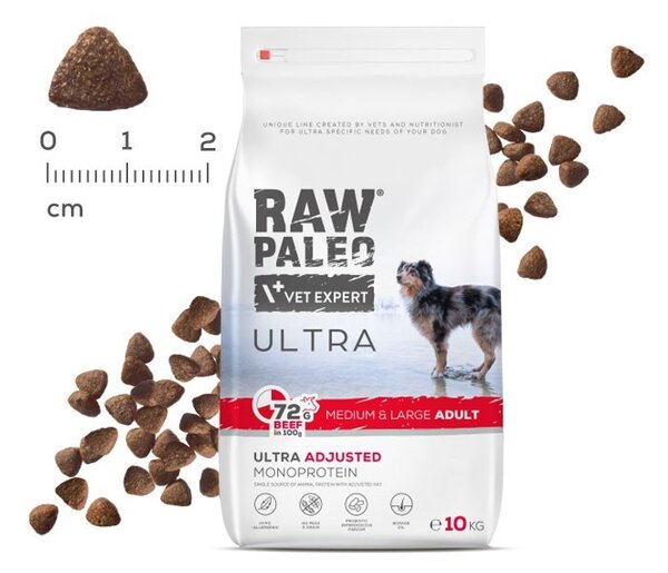 VEE VETEXPERT Raw Paleo Ultra Medium&Large Adult Beef Mono - suché krmivo pro psy - 10 kg