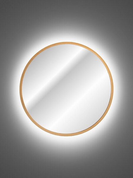 Comad Závěsné zrcadlo s LED osvětlením Hestia ⌀80 cm, zlatá