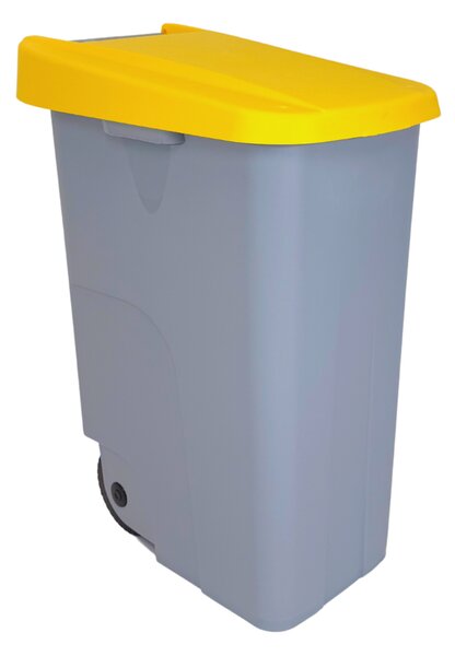 Denox odpadkový koš RECICLO na tříděný odpad 85 L, žluté víko, plastový s kolečky