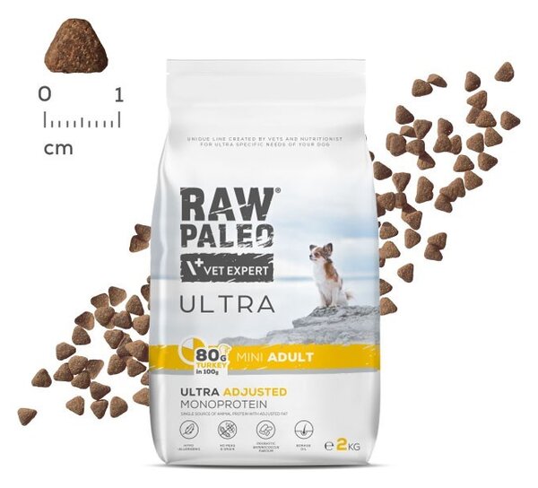 VEE VETEXPERT Raw Paleo Ultra Mini Adult Turkey Mono - suché krmivo pro psy - 8 kg