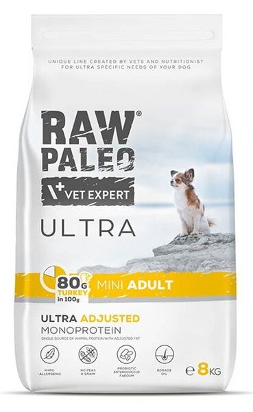 VEE VETEXPERT Raw Paleo Ultra Mini Adult Turkey Mono - suché krmivo pro psy - 8 kg