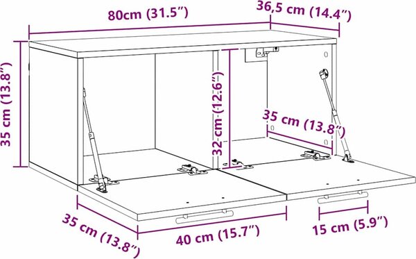 VidaXL Nástěnná skříňka 80 x 36,5 x 35 cm kompozitní dřevo [879557] Barva: dub sonoma