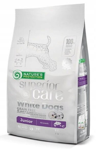 NPO NATURE'S PROTECTION Superior Care White Dogs Junior Losos bez obilovin - suché krmivo pro štěňata - 10 kg