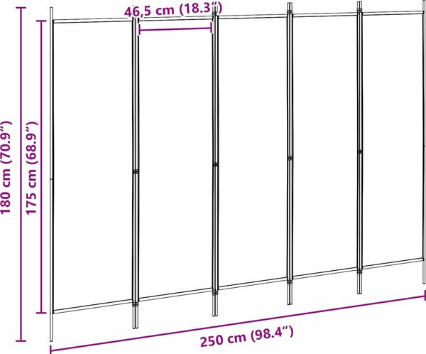 VidaXL 5dílný paraván 250 x 180 cm [42039195] Barva: antracitová