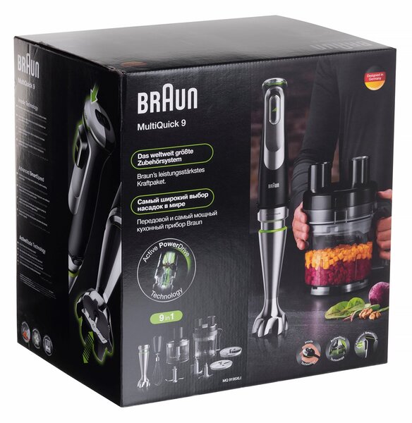 Braun MultiQuick 9 MQ 9195XLI 2 l Ponorný mixér 1200 W Černá, Nerezová ocel