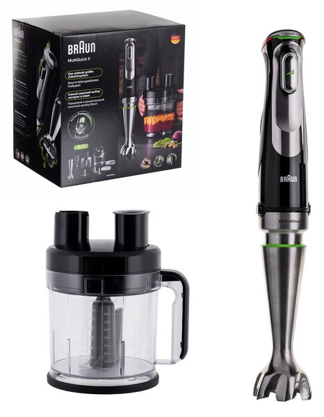 Braun MultiQuick 9 MQ 9195XLI 2 l Ponorný mixér 1200 W Černá, Nerezová ocel