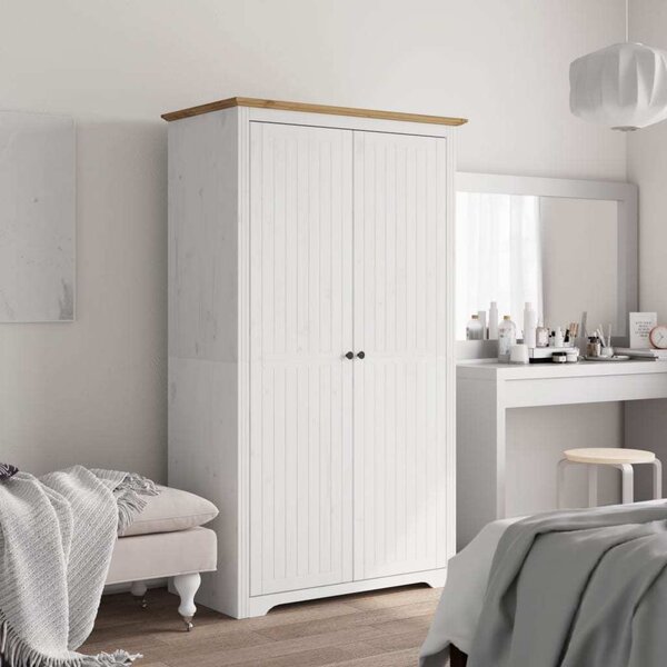 VidaXL Šatní skříň BODO 99x53,5x173 cm masivní borové dřevo [42023480] Barva: Bílá
