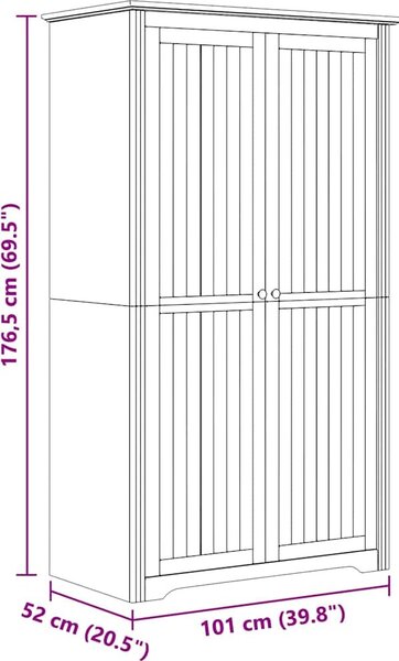 VidaXL Šatní skříň BODO 99x53,5x173 cm masivní borové dřevo [42023480] Barva: Bílá