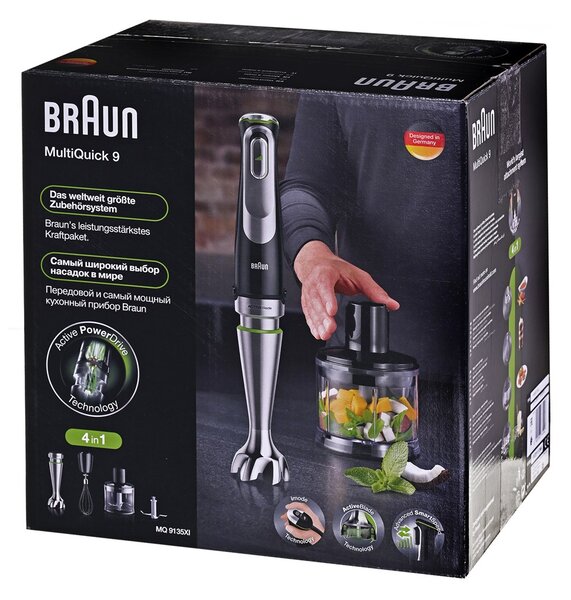 Braun MultiQuick 9 MQ 9135XI 0,6 l Ponorný mixér 1200 W Černá, Nerezová ocel