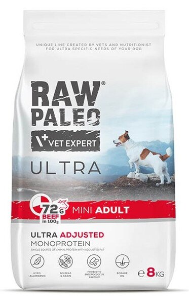 VEE VETEXPERT Raw Paleo Ultra Mini Adult Beef Mono - suché krmivo pro psy - 8 kg