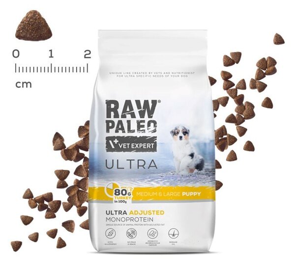 VEE VETEXPERT Raw Paleo Ultra Medium&Large Puppy Mono Turkey - suché krmivo pro štěňata - 10 kg