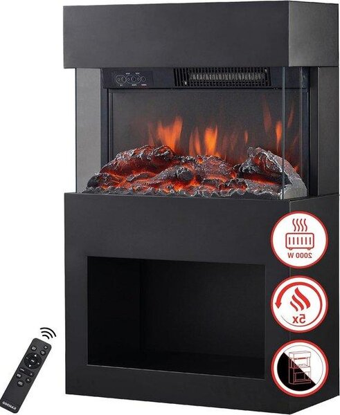 Elektrický krb – dekorativní topidlo – vytvoří příjemnou atmosféru – 3D efekt plamene – rozměry 18,4 x 12,6 cm – černá barva