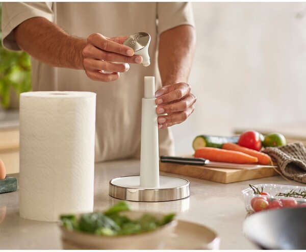 Bílý plastový stojan na papírové utěrky ø 16 cm Push&Tear – Joseph Joseph