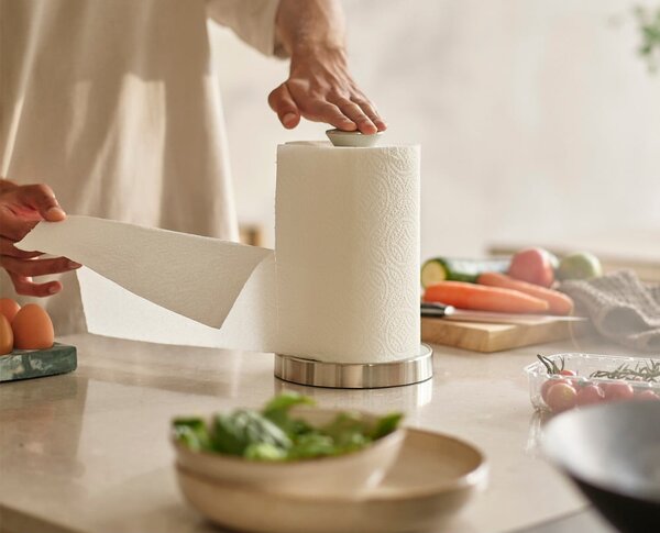 Bílý plastový stojan na papírové utěrky ø 16 cm Push&Tear – Joseph Joseph