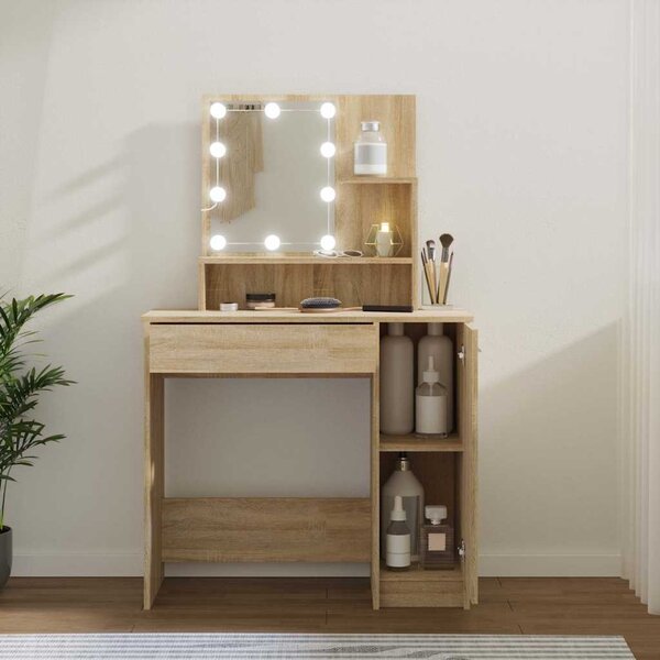 VidaXL Toaletní stolek s LED 86,5x35x136 cm [862108] Barva: kouřový dub