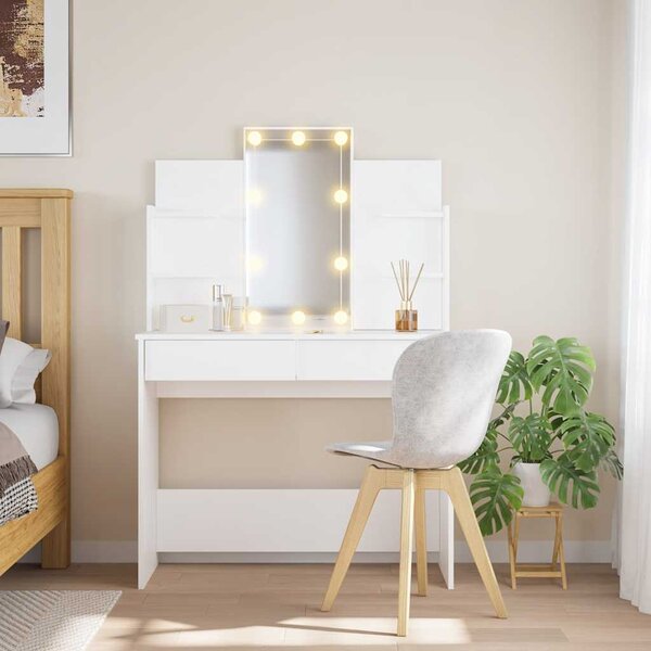 VidaXL Toaletní stolek s LED osvětlením 96 x 40 x 142 cm [862109] Barva: Bílá