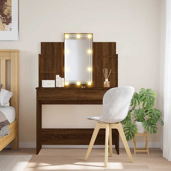 VidaXL Toaletní stolek s LED osvětlením 96 x 40 x 142 cm [862109] Barva: Bílá