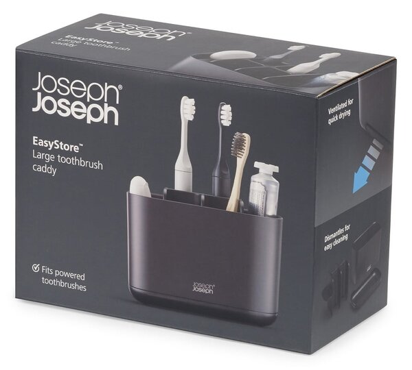 Černý plastový stojan na zubní kartáčky EasyStore – Joseph Joseph