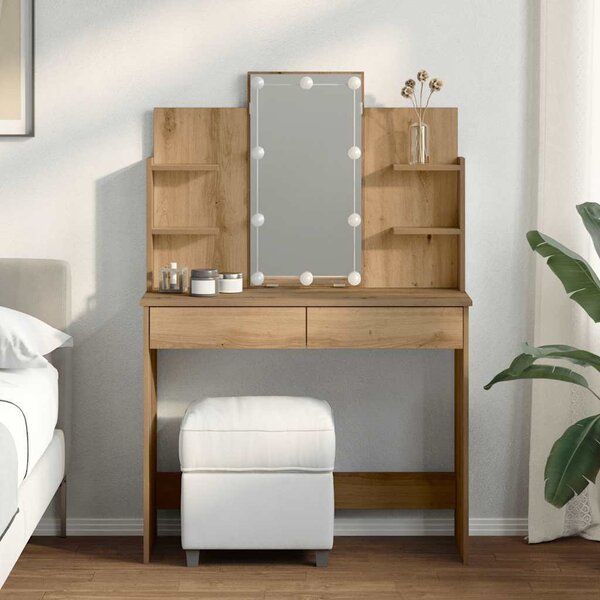 VidaXL Toaletní stolek s LED osvětlením 96 x 40 x 142 cm [862109] Barva: Bílá