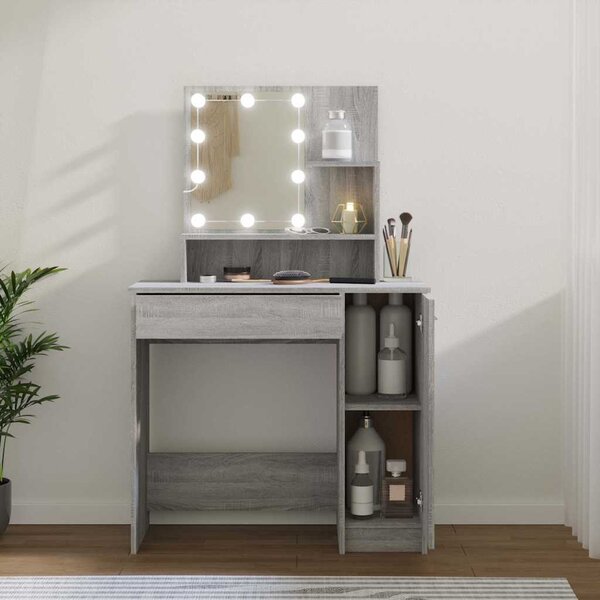 VidaXL Toaletní stolek s LED 86,5x35x136 cm [862108] Barva: šedá sonoma