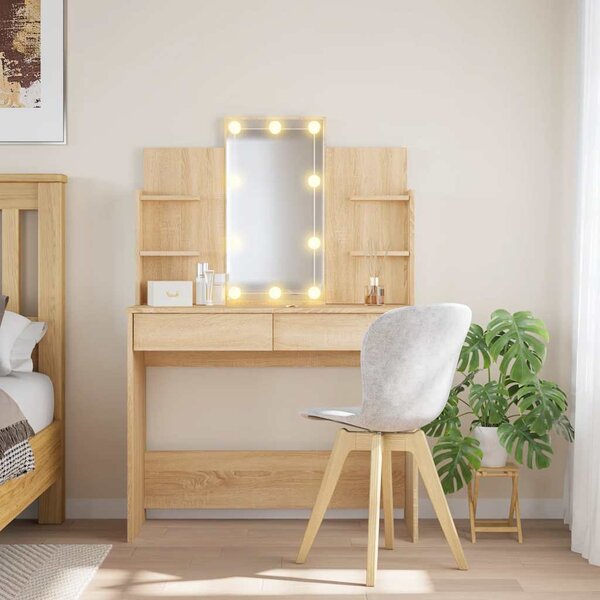 VidaXL Toaletní stolek s LED osvětlením 96 x 40 x 142 cm [862109] Barva: Bílá