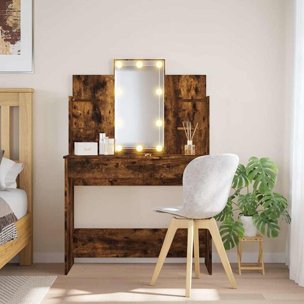 VidaXL Toaletní stolek s LED osvětlením 96 x 40 x 142 cm [862109] Barva: Bílá