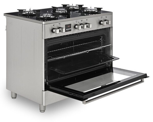 Plynový elektrický sporák Ravanson KWGE-K90 Glass Inox