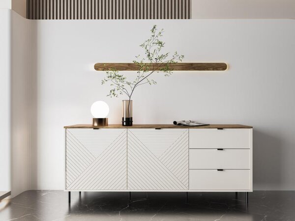 Komoda Evo, kombinace kovu a laminátu, s 3 zásuvkami, rozměry: výška 75,2 cm, šířka 183,4 cm, hloubka 40 cm