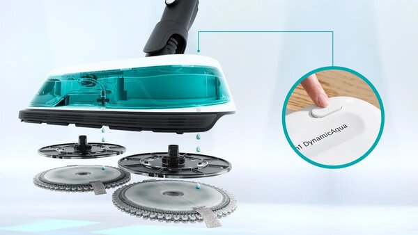 BOSCH Akumulátorový vysavač 2 v 1, vysávání a mopování Unlimited 7 ProHygienic Aqua White