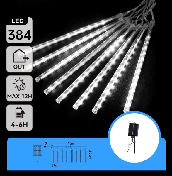 Aigostar - LED Solární řetěz 384xLED/13m IP65 studená bílá