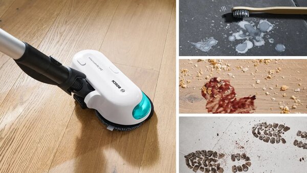BOSCH Akumulátorový vysavač 2 v 1, vysávání a mopování Unlimited 7 ProHygienic Aqua White