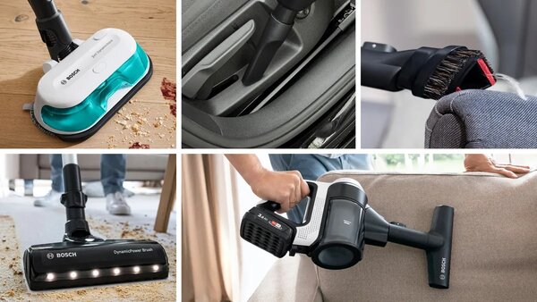 BOSCH Akumulátorový vysavač 2 v 1, vysávání a mopování Unlimited 7 ProHygienic Aqua White