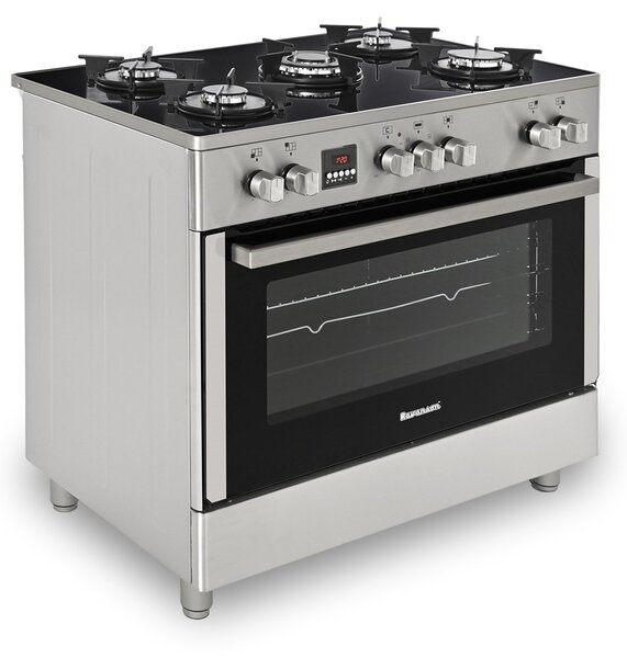 Plynový elektrický sporák Ravanson KWGE-K90 Glass Inox