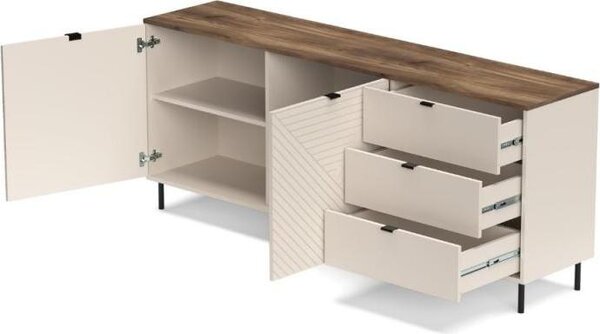Komoda Evo, kombinace kovu a laminátu, s 3 zásuvkami, rozměry: výška 75,2 cm, šířka 183,4 cm, hloubka 40 cm
