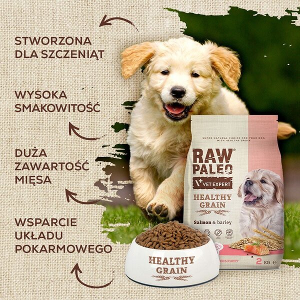 VEE VETEXPERT Raw Paleo Healthy Grain Puppy Losos a ječmen - suché krmivo pro psy - 10 kg