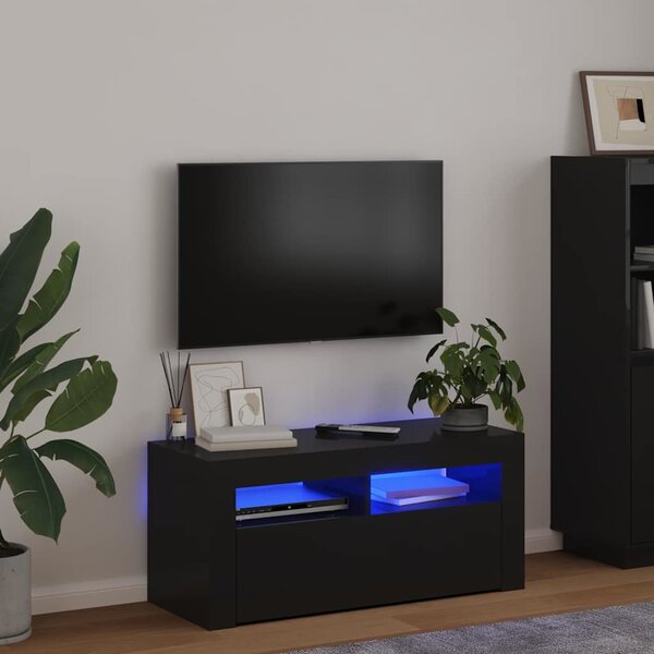 VidaXL TV stolek s LED 90 x 35 x 40 cm kompozitní dřevo [862560] Barva: Bílá