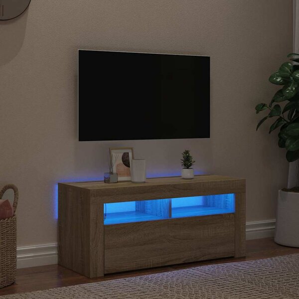 VidaXL TV stolek s LED 90 x 35 x 40 cm kompozitní dřevo [862560] Barva: Bílá