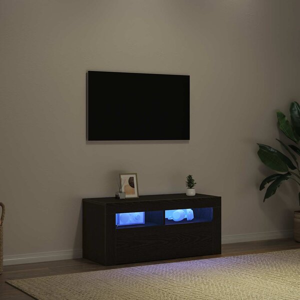 VidaXL TV stolek s LED 90 x 35 x 40 cm kompozitní dřevo [862560] Barva: Bílá