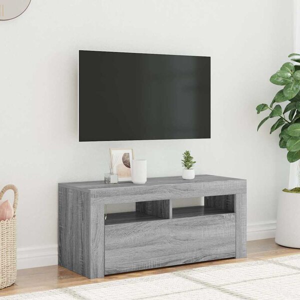 VidaXL TV stolek s LED 90 x 35 x 40 cm kompozitní dřevo [862560] Barva: Bílá
