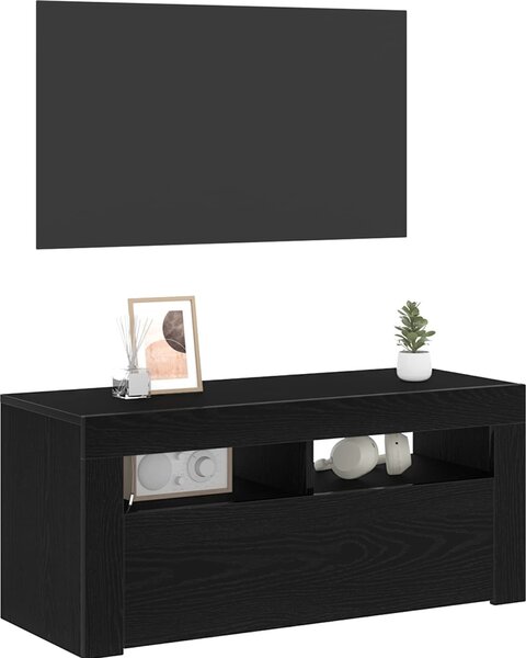 VidaXL TV stolek s LED 90 x 35 x 40 cm kompozitní dřevo [862560] Barva: Bílá