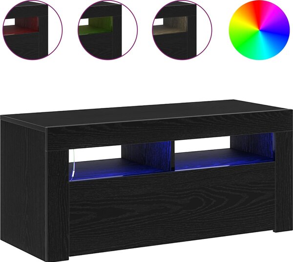 VidaXL TV stolek s LED 90 x 35 x 40 cm kompozitní dřevo [862560] Barva: Bílá