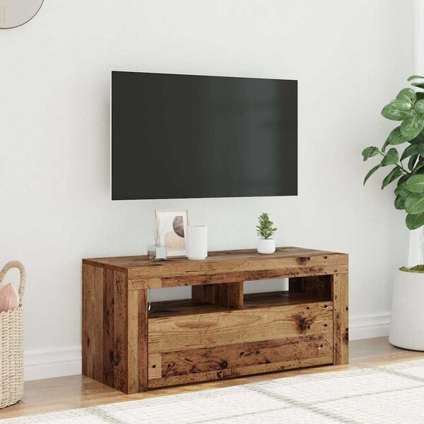 VidaXL TV stolek s LED 90 x 35 x 40 cm kompozitní dřevo [862560] Barva: Bílá