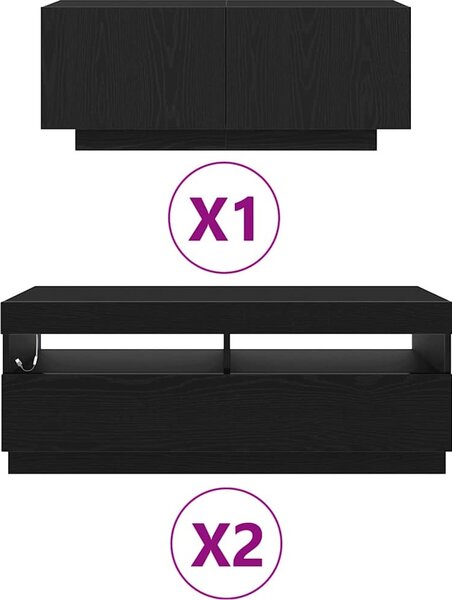 VidaXL TV stolek s LED 300x35x40 cm kompozitní dřevo [3333065] Barva: Betonová šedá