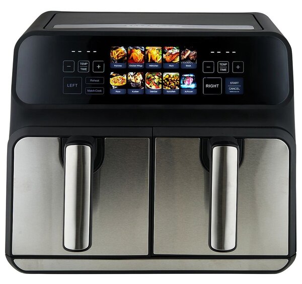ProfiCook PC-FR 1287 H Dvojitý 8 l Samostatné 2200 W Horkovzdušná fritéza Černá, Nerezová ocel