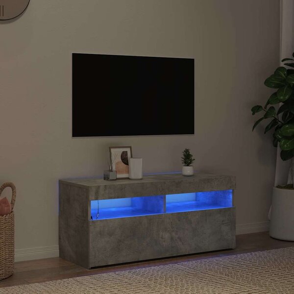 VidaXL TV stolek s LED 90 x 35 x 40 cm kompozitní dřevo [862554] Barva: Bílá