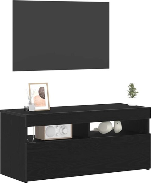 VidaXL TV stolek s LED 90 x 35 x 40 cm kompozitní dřevo [862554] Barva: Bílá
