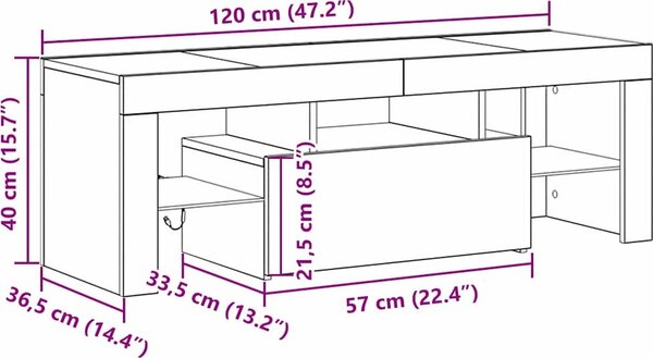 VidaXL TV skříňka s LED osvětlením 120 x 35 x 40 cm [862552] Barva: Betonová šedá